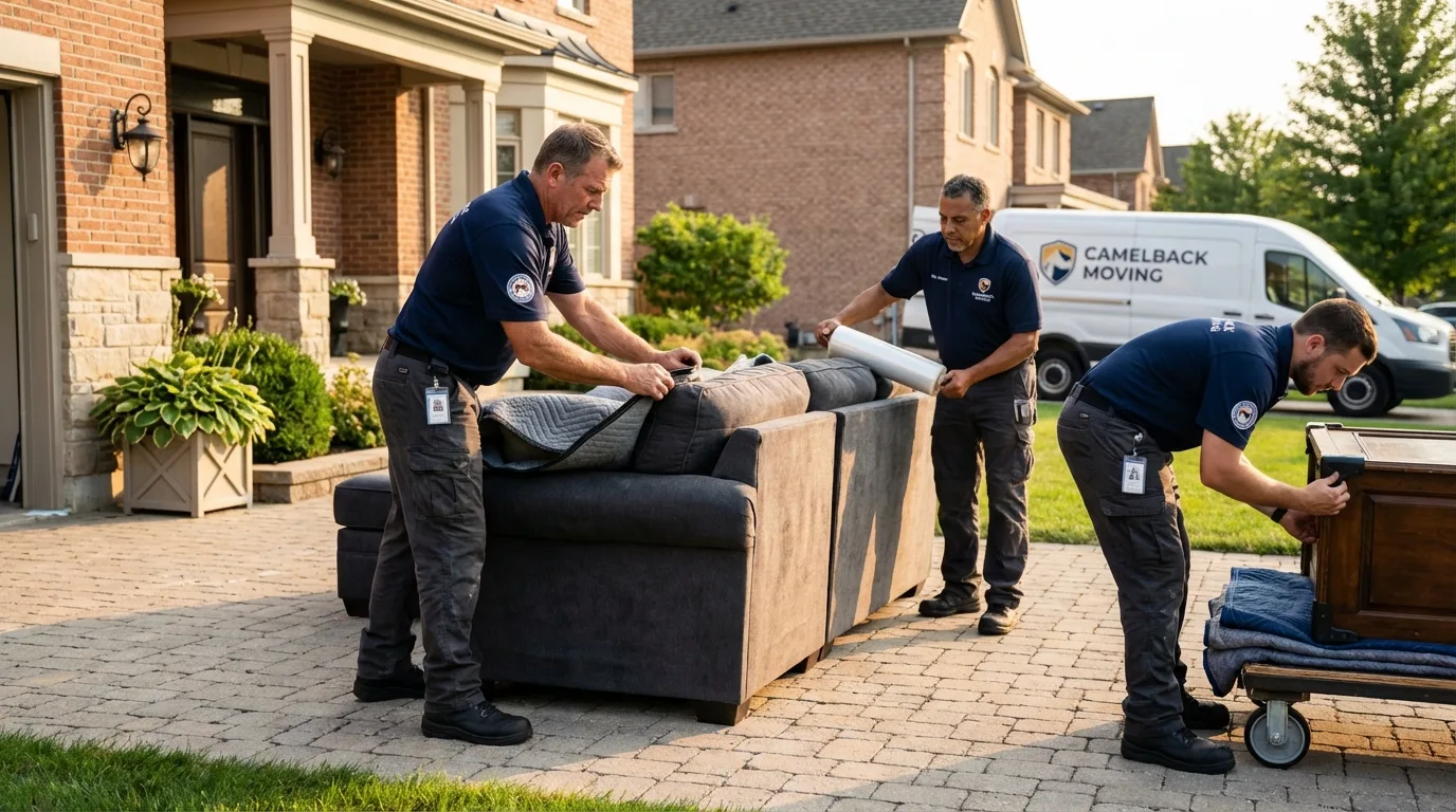 Large estate moving crew wrapping furniture in Selinsgrove, PA